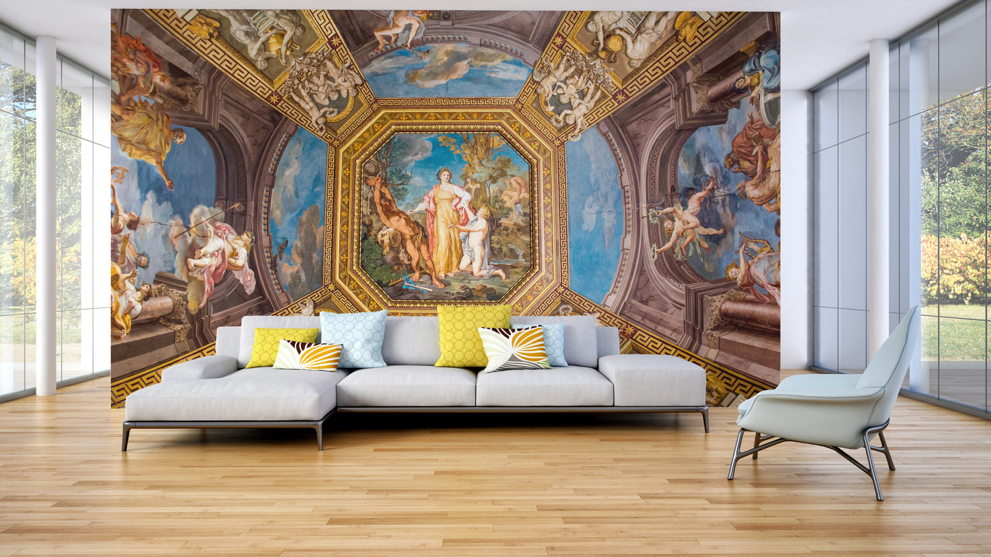Vatican-style artistic ceiling wallpaper
