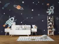 Astronaut and stars mural for kids walls
