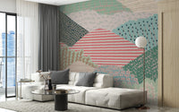 Playful hills mural with dynamic and vibrant color patterns
