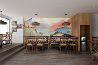 Soft pastel mountain wallpaper mural
