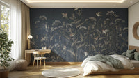 Blooming birds wallpaper mural for peaceful living spaces