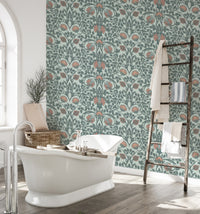 Retro-inspired wallpaper featuring floral enchantment