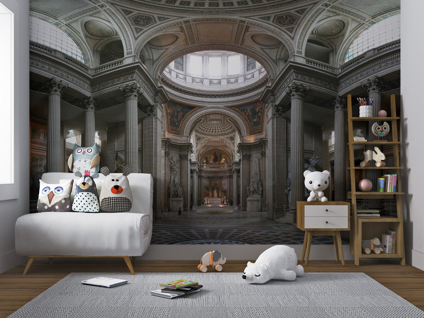 Grand neoclassical architectural mural
