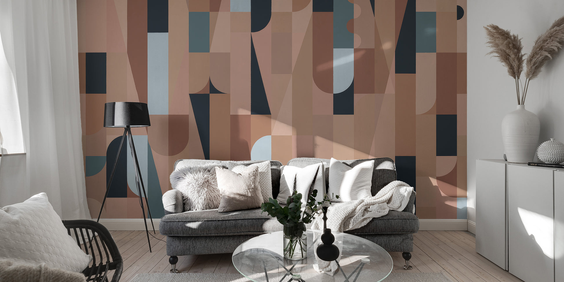 Removable colorful abstract shapes wallpaper for rooms
