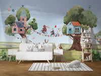 Vibrant Treehouse Party wallpaper for fun-filled rooms.
