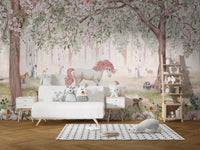 Stylish Unicorn Forest Green mural for playful interiors.