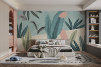 Scenic tropical leaf wallpaper in vibrant green hues
