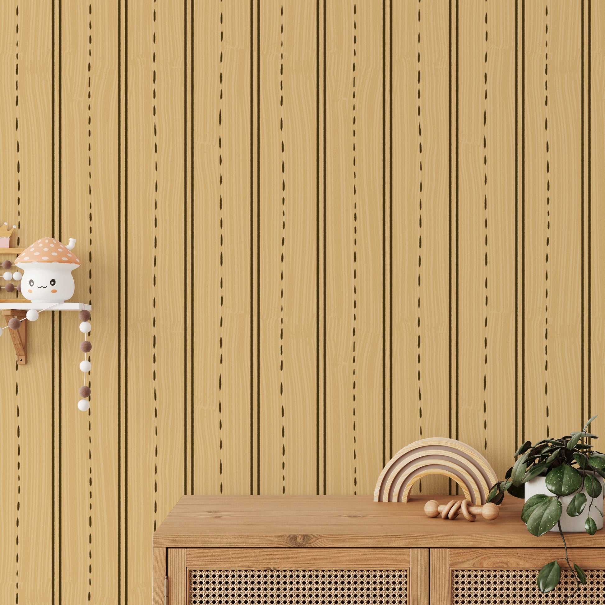 Rustic-inspired wallpaper showcasing wooden stripes in a vertical layout
