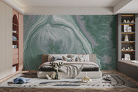 Beautiful green marble mural for a calming atmosphere



