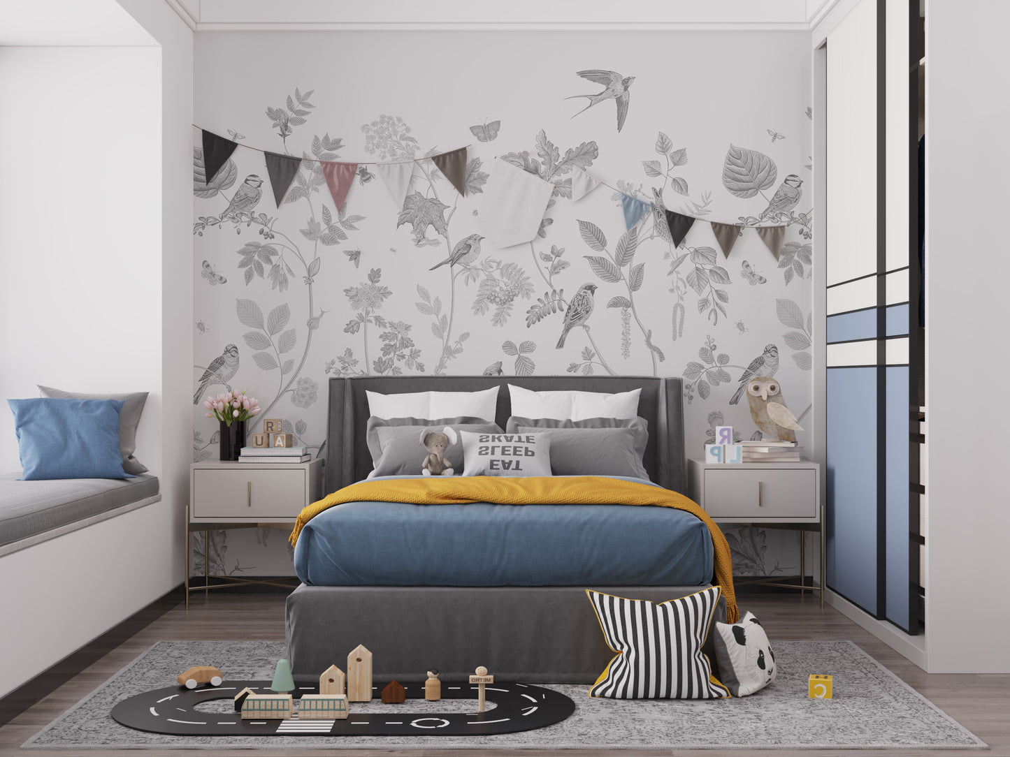 Garden birdsong mural adds serene charm
