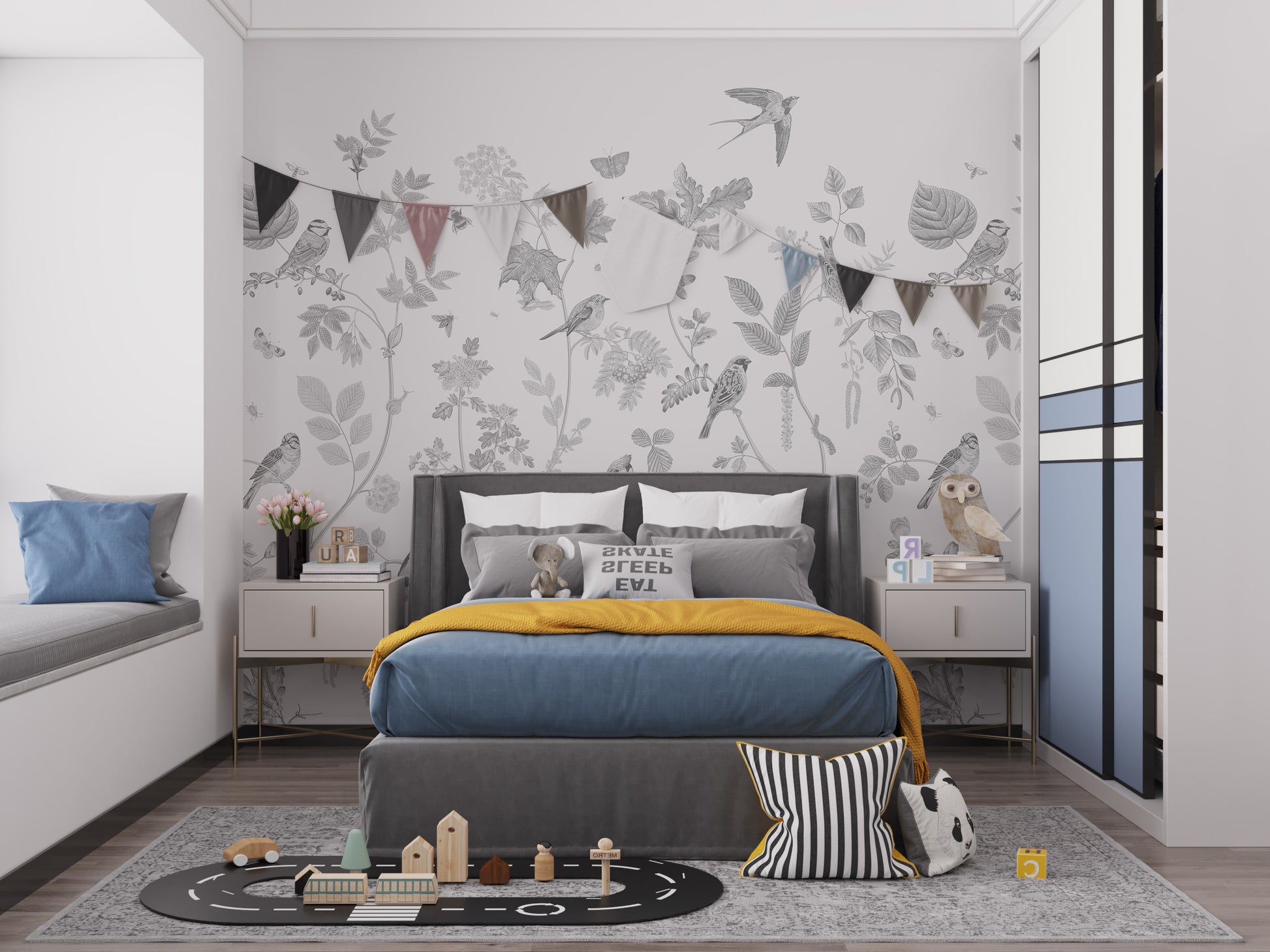 Garden birdsong mural adds serene charm

