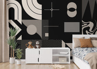 Elegant black and gray geometric wall mural
