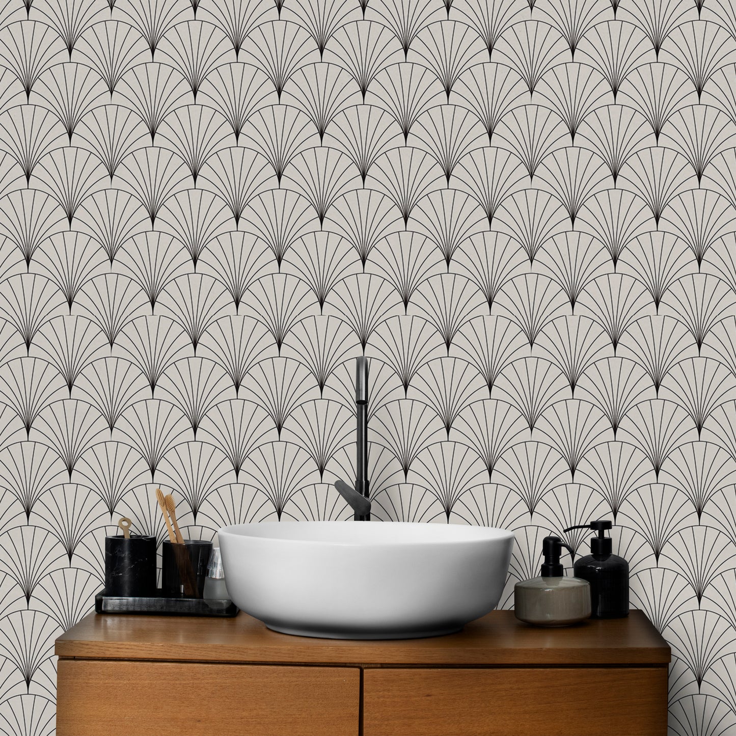Vector Vintage Arcs Art Deco Modern Tiles Wallpaper