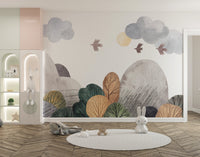 Soothing abstract nature wall mural design
