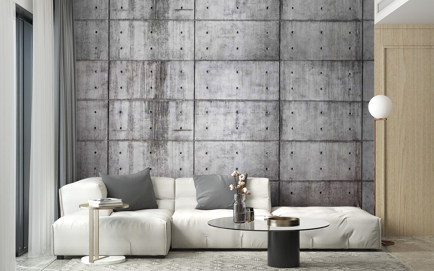 Stylish concrete block wallpaper mural for a modern, industrial vibe
