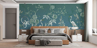 Vintage nature crane wallpaper mural for walls
