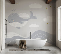 Tranquil sleeping whale wallpaper for homes
