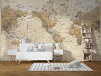 Vintage world map wallpaper design
