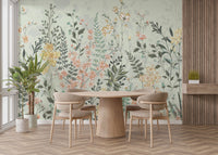 Colorful watercolor flower meadow wallpaper for rooms
