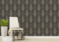 Vintage Deco wallpaper in antique color palette.