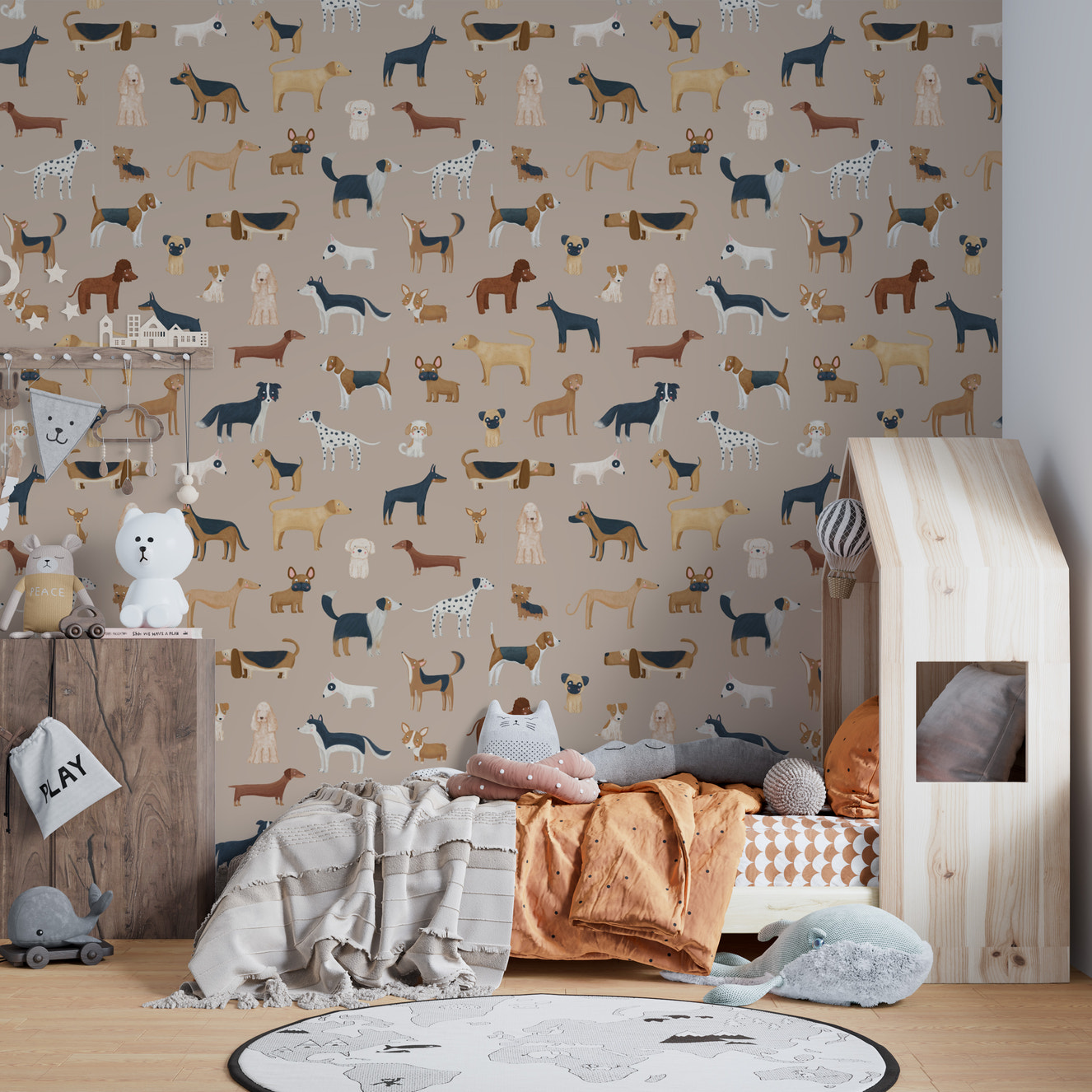 Brown wallpaper featuring a variety of dog breeds