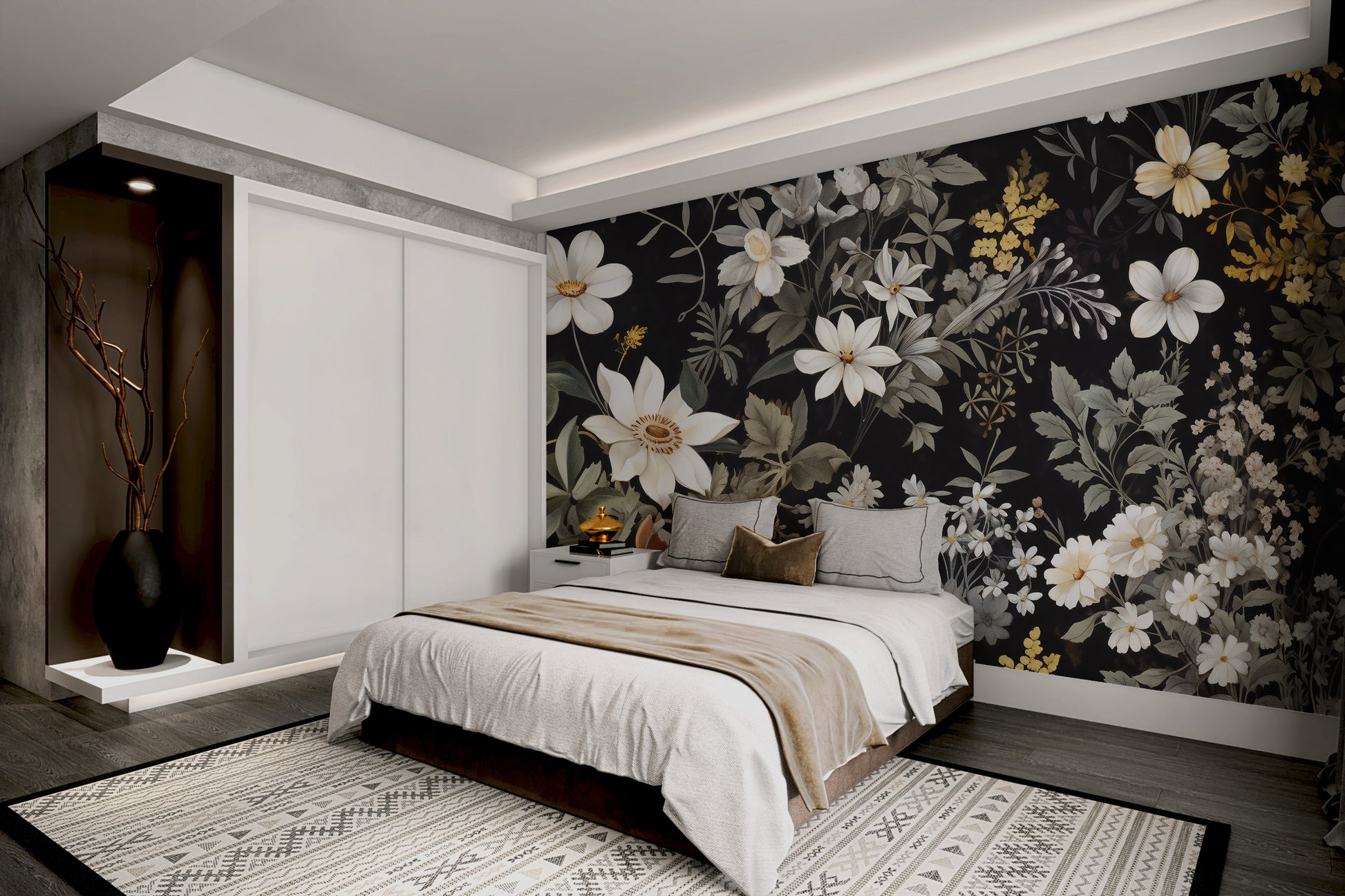 Classic floral design with intricate botanical details
