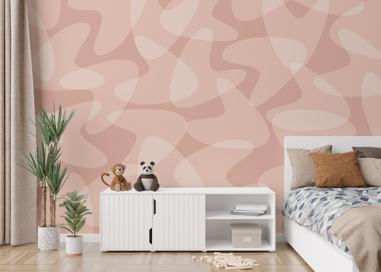 Retro boomerang mural for vintage decor