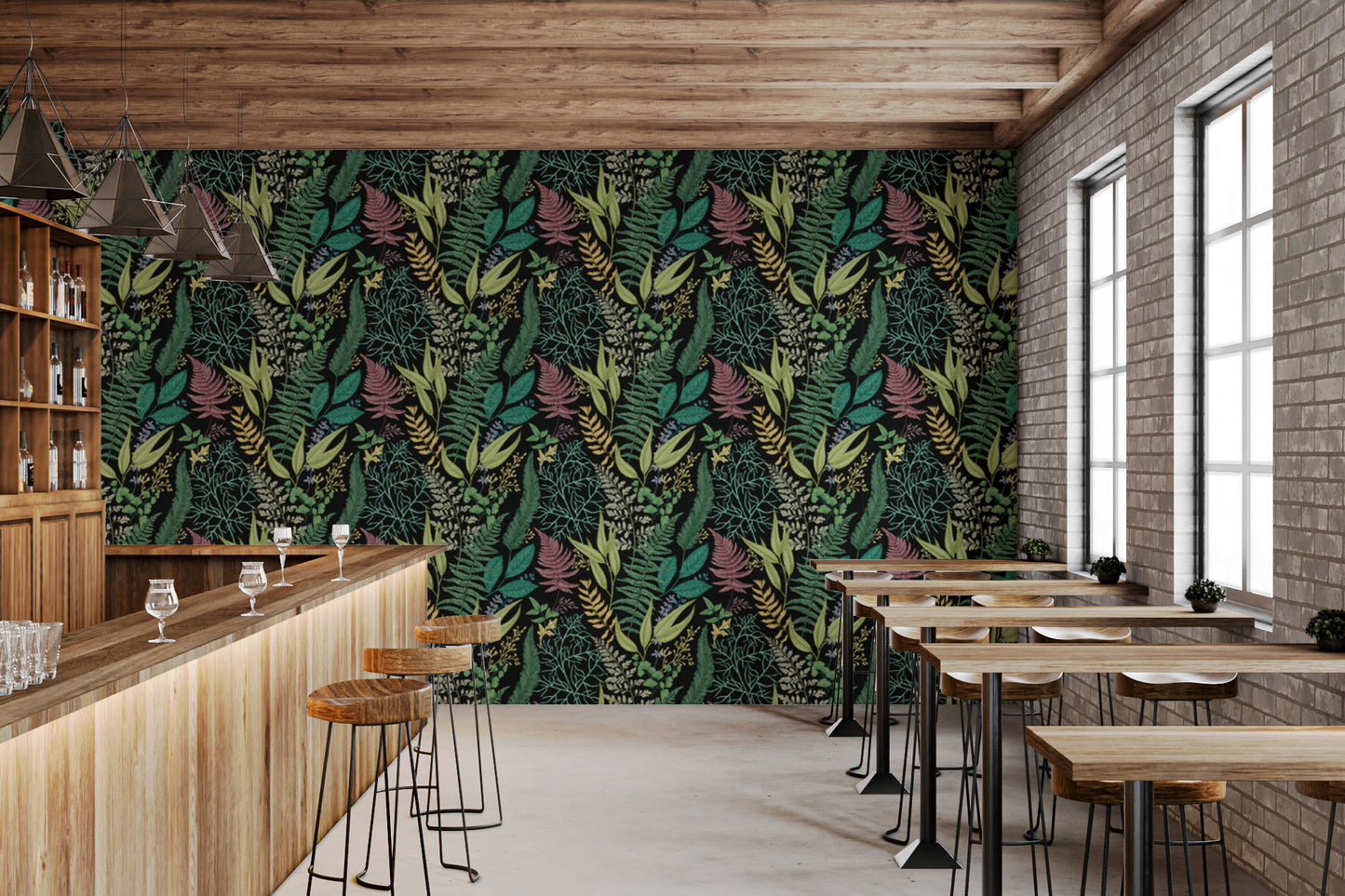 Artistic tropical botanical wallpaper for modern decor
