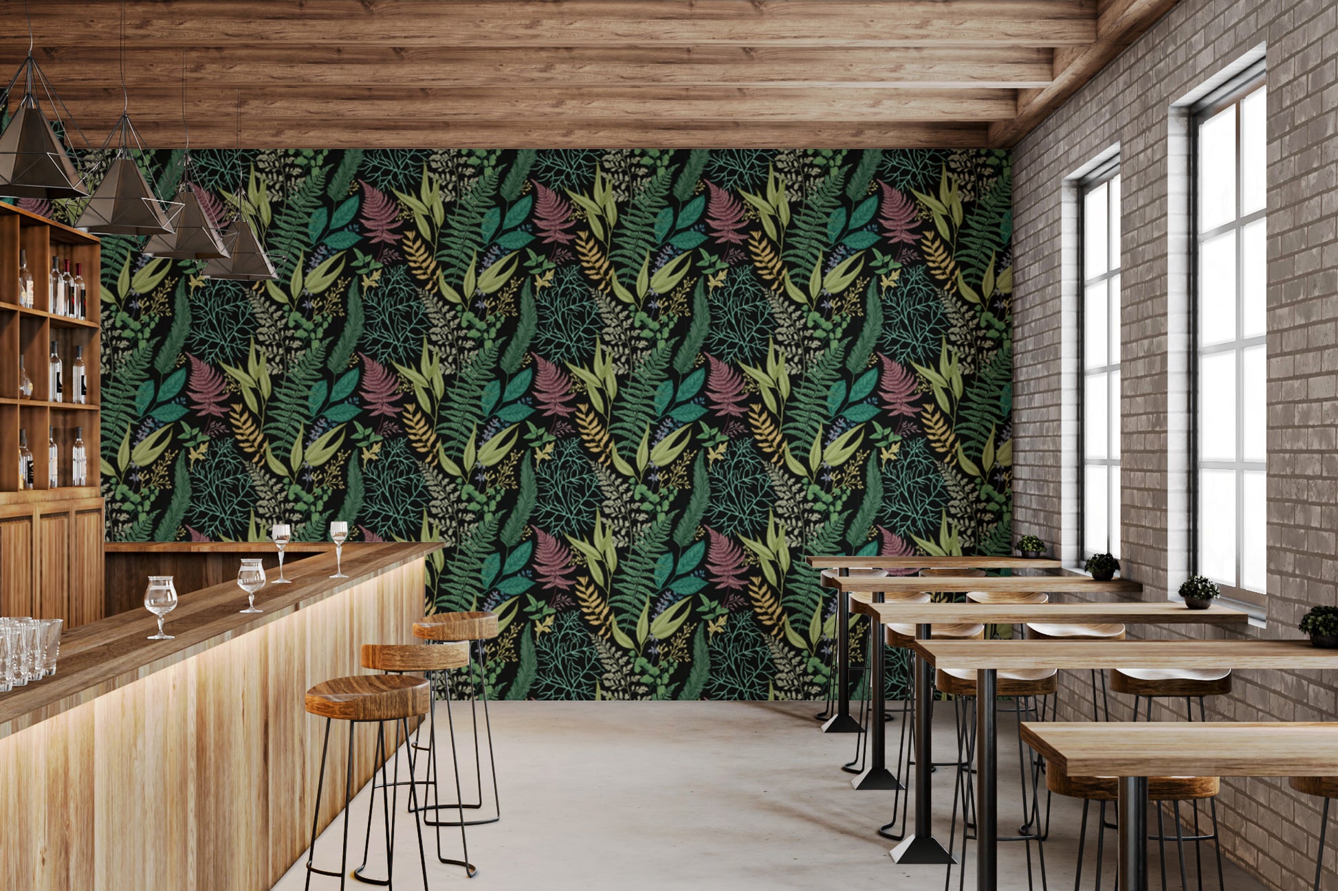 Artistic tropical botanical wallpaper for modern decor
