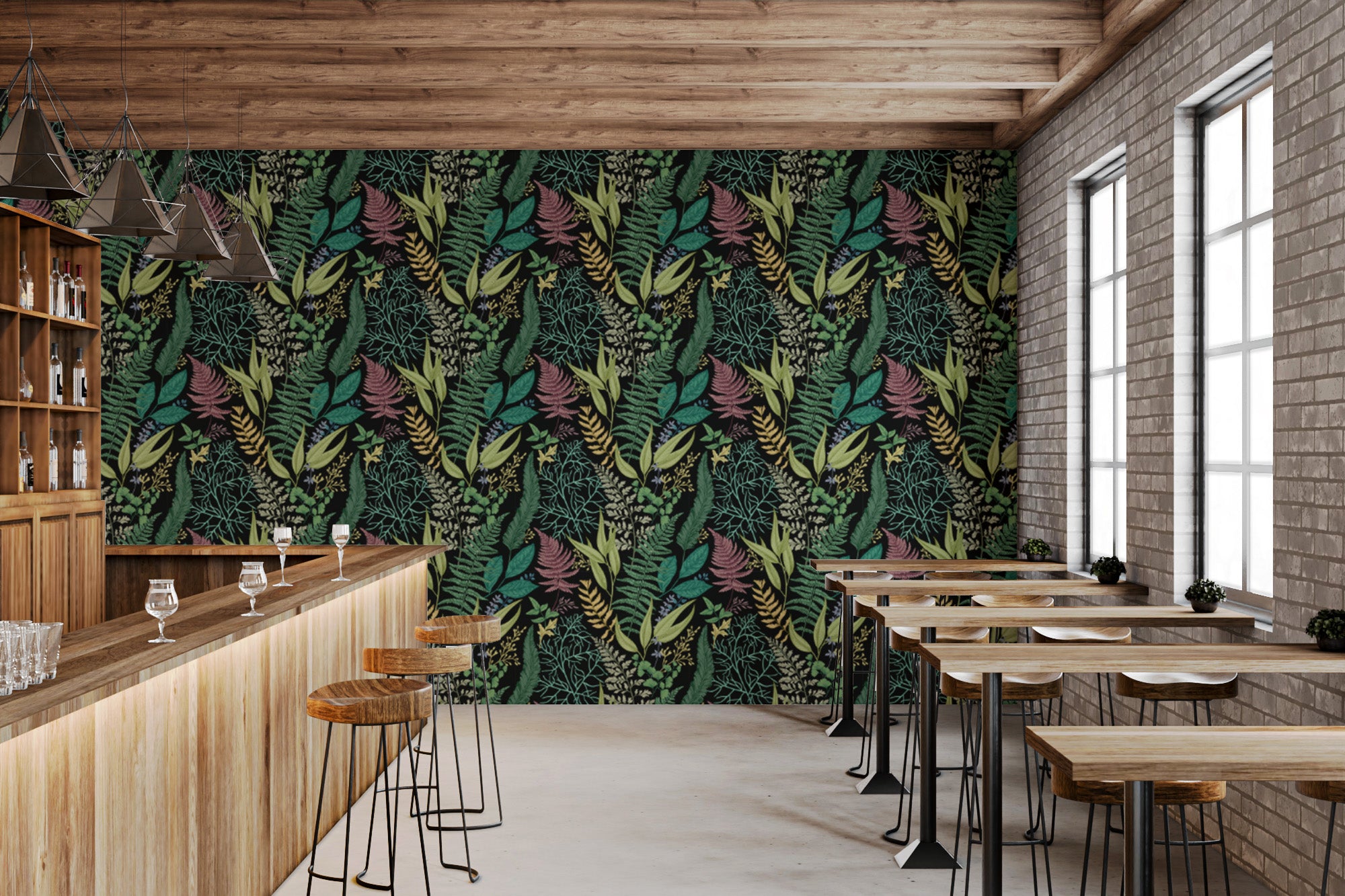 Artistic tropical botanical wallpaper for modern decor