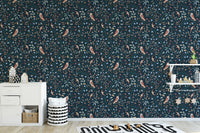 Owl and leaves mural for a natural aesthetic look
