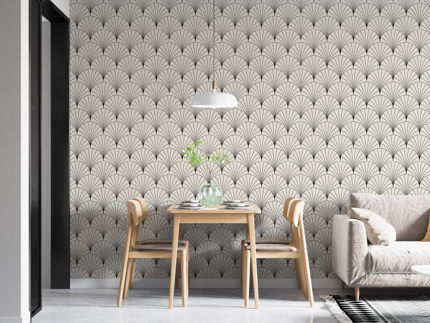 Decorative vector arcs in Art Deco wall decor.