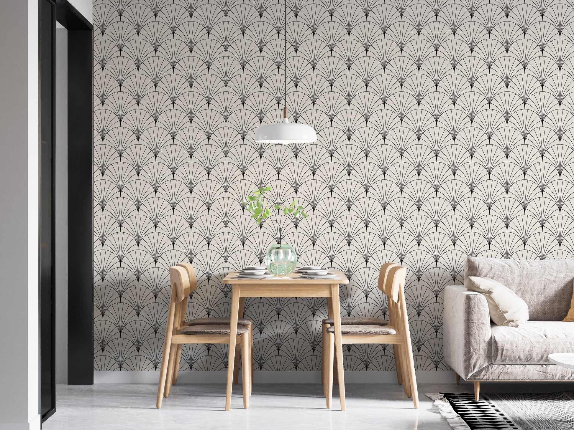 Decorative vector arcs in Art Deco wall decor.
