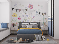 Artistic bright flowers wallpaper for modern designs