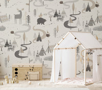 Storybook forest road with peaceful scenery
