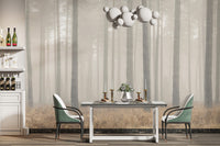 Elegant misty forest mural for stylish and modern decor