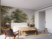 Classic village life wall mural design
