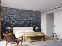 Geometric blue triangle accent wall mural.
