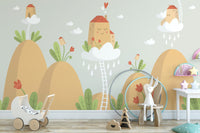 Earth-tone mountain mural for walls



