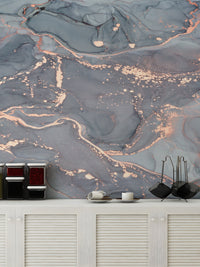 Oceanic flow mural for tranquil home spaces
