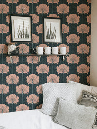 Wallpaper showcasing Victorian pink floral elegance