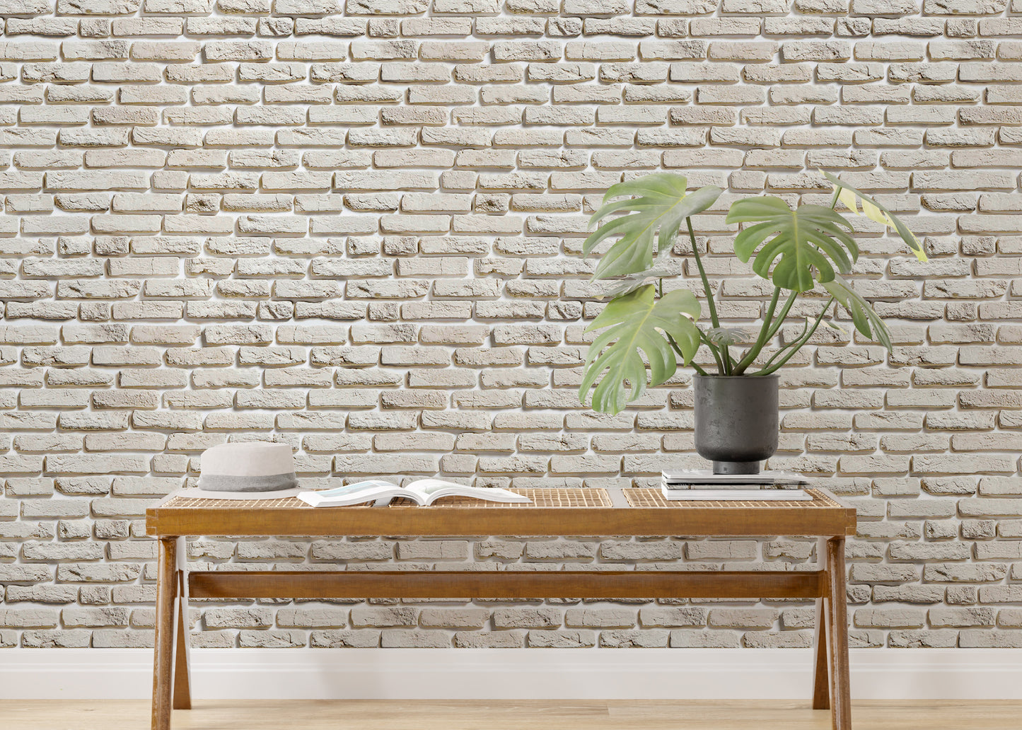 Old Vintage White Color Brick Wallpaper For Walls