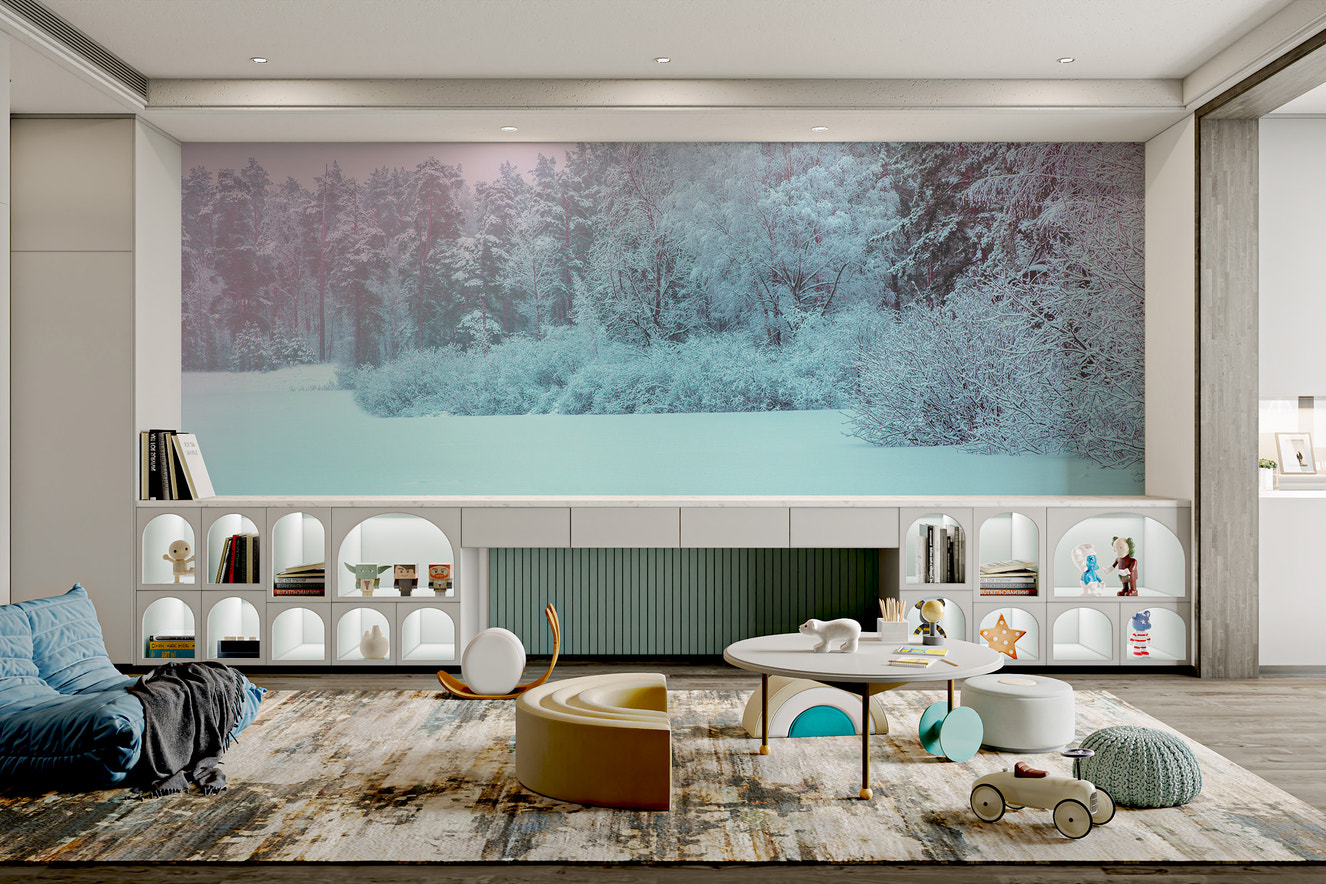 Winter landscape snow forest wallpaper design