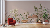 Mystical mushroom garden mural for a fantasy room
