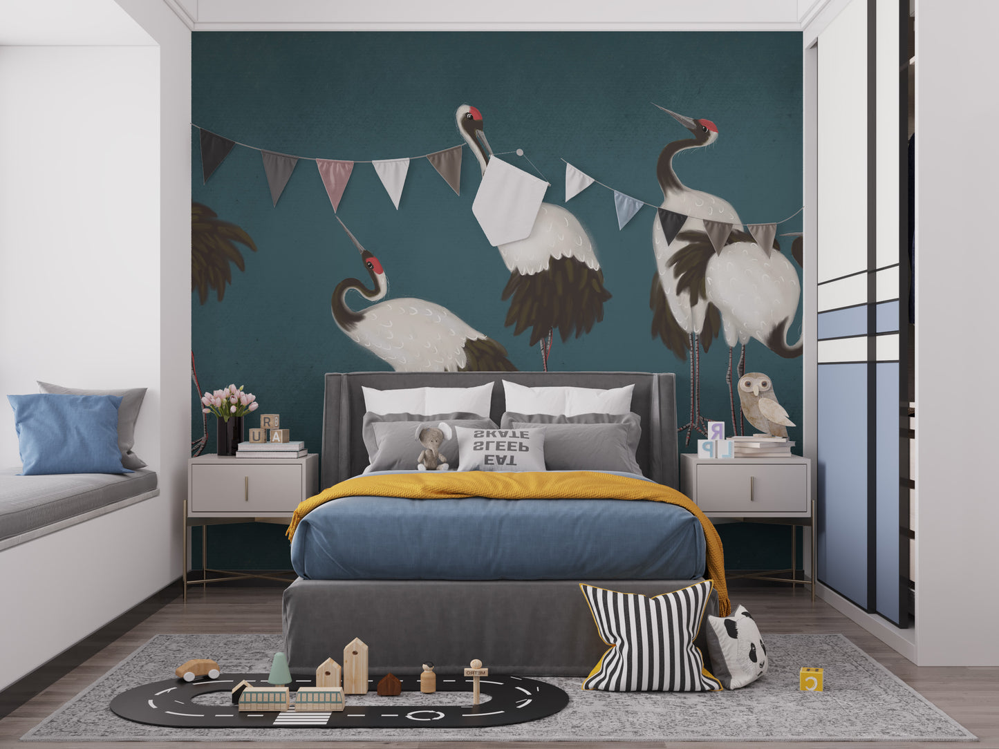Serene Crane Dance Wallpaper Mural