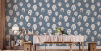 Charming kids' wallpaper showcasing owls perched on trees with burrows