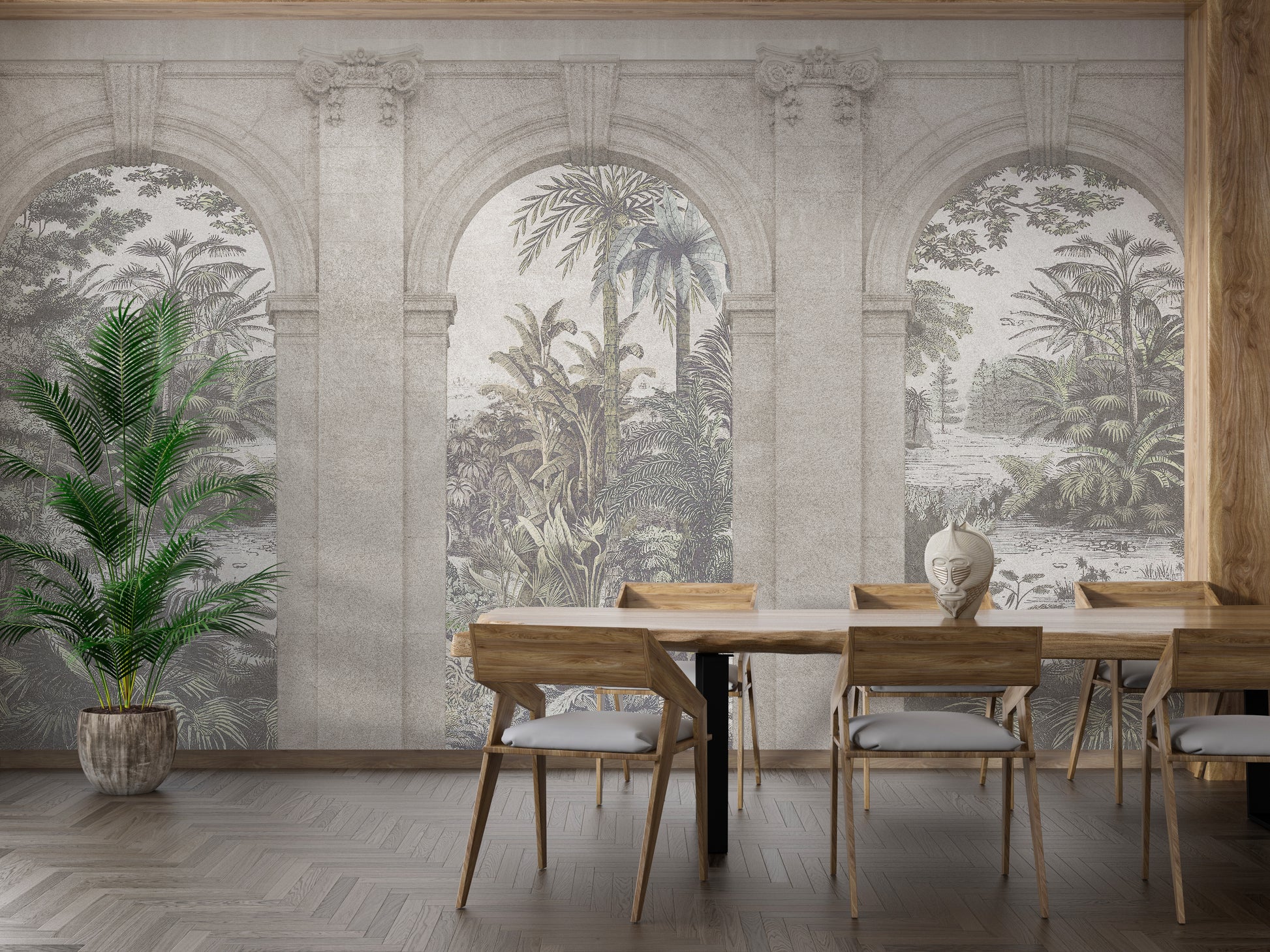 Vintage mural highlighting intricate structure textures