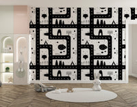 Modern city mural wallpaper for children
