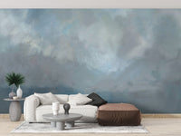 Watercolor beach art mural for relaxing interiors



