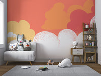 Dreamy yellow and orange clouds wallpaper design